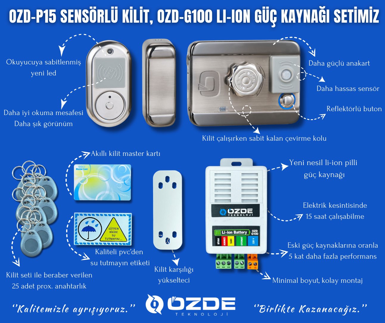 OZD-P15 Sensörlü Kilit & OZD-G100 Li-ion Güç Kaynağı Seti